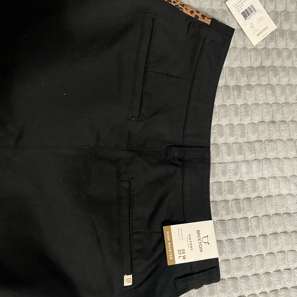 Brixton Victory Tuxedo Pants Women’s 25 W 27 L Black With Leopard Side Stripe - Picture 9 of 11